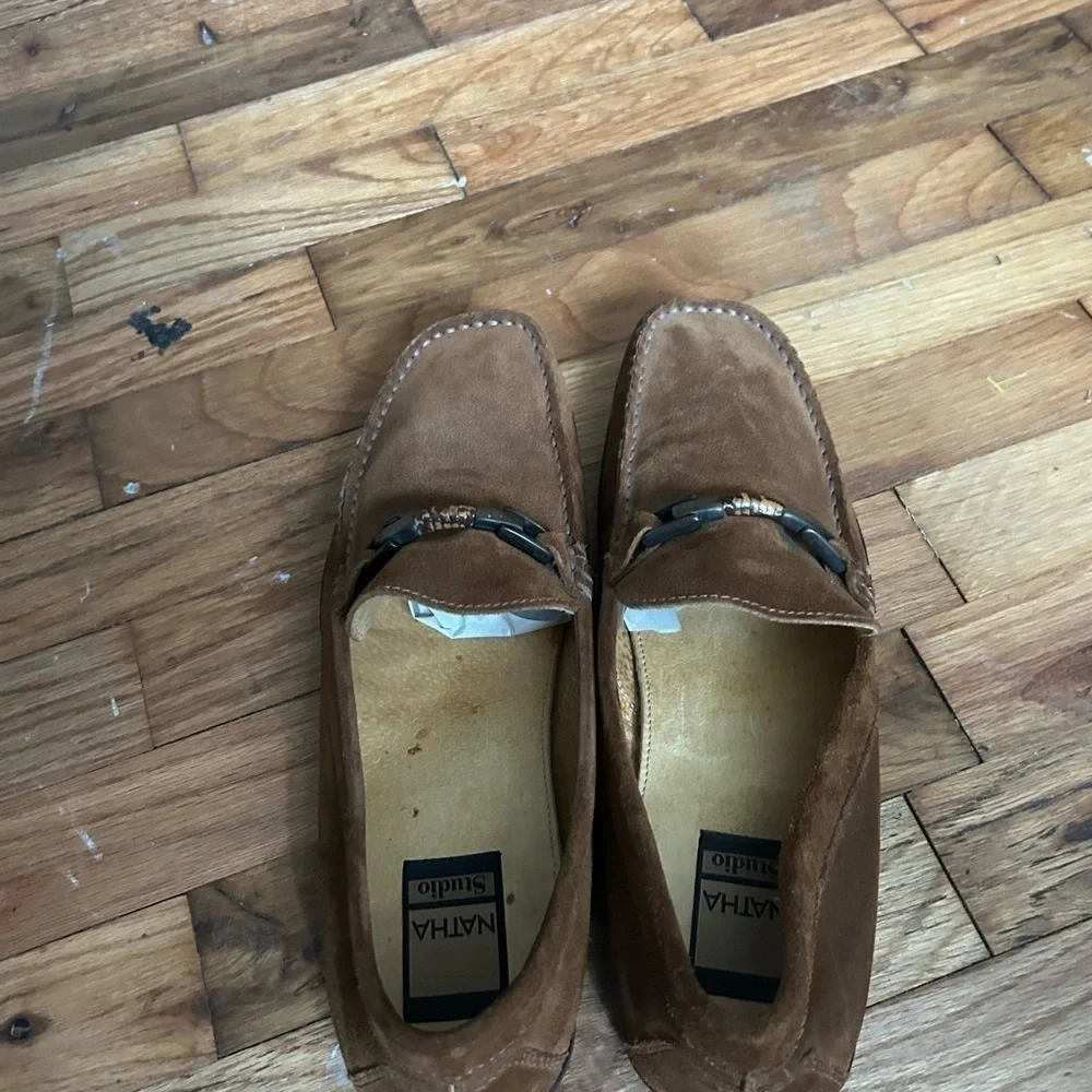 NATHA STUDIO LOAFERS Shoes Brown Suede Slip on Size 11R